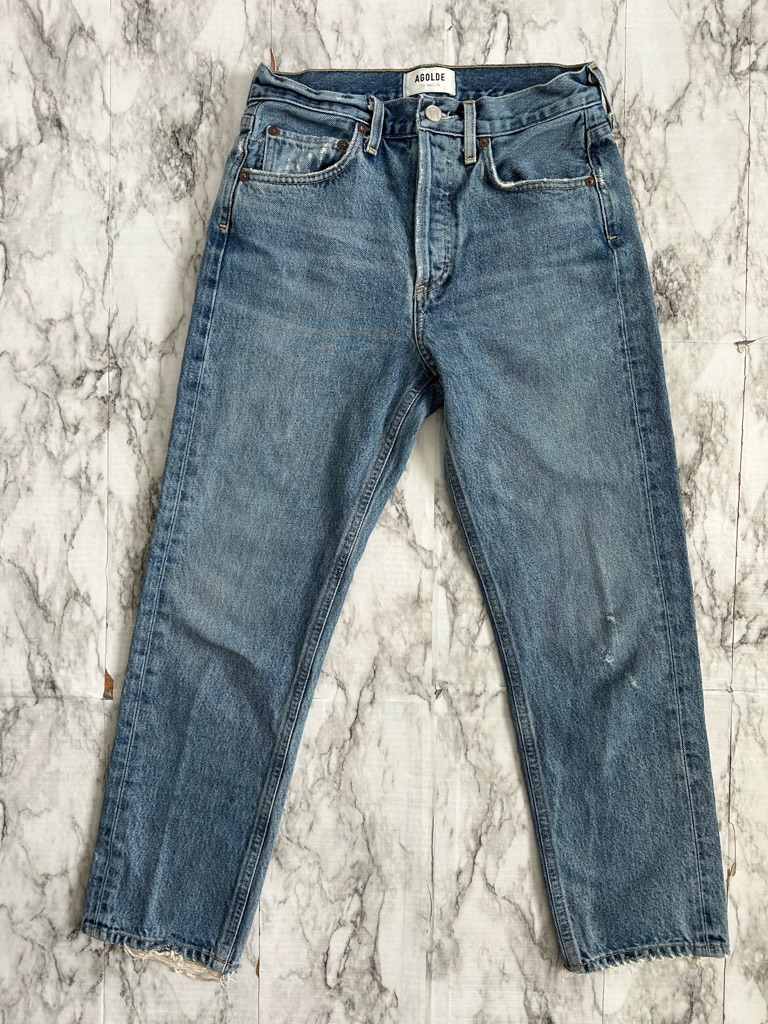 Agolde | Women’s Size 23 Parker Jean Straight Jeans 5 Button Fly Distressed Hem